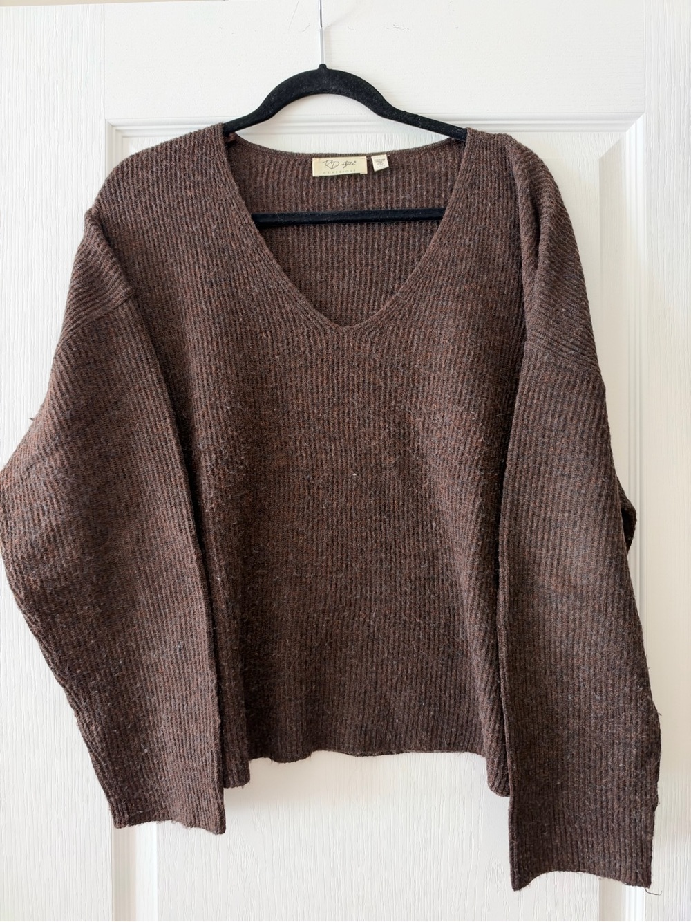 RD Style Chocolate Brown V-Neck Women's Sweater